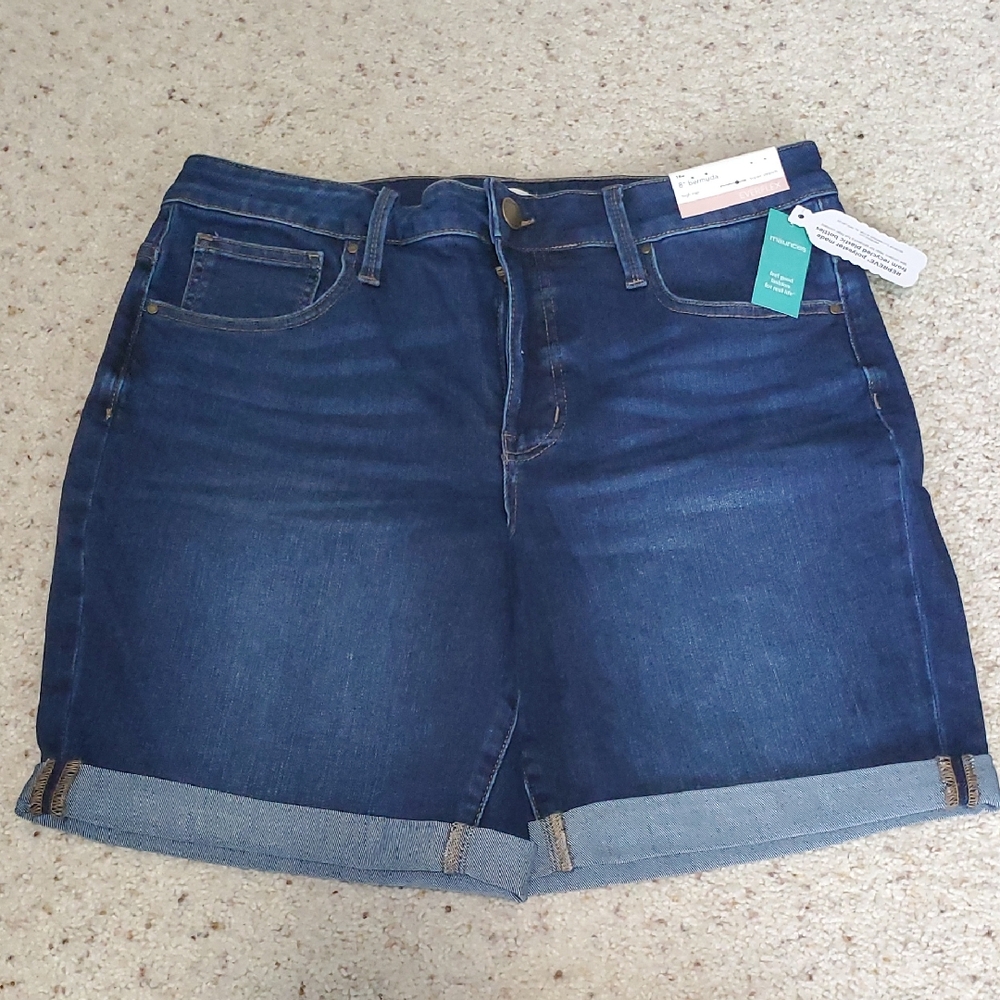 Maurices Dark Blue Denim Roll-Cuff Shorts